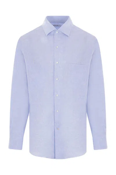 Loro Piana Long Sleeved Buttoned Shirt In Morning Blue