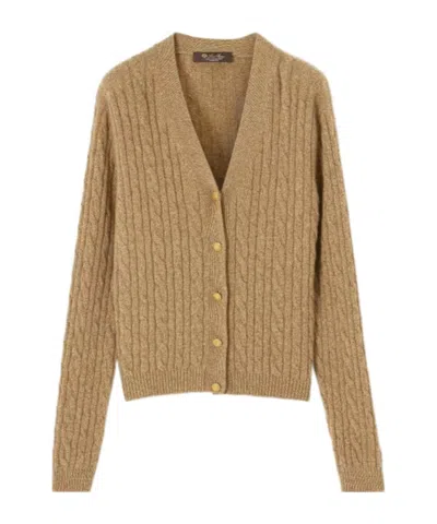 Loro Piana Long-sleeved Cashmere Knitted Cardigan In Brown