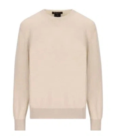 Loro Piana Long Sleeved Crewneck Knitted Jumper In Nude