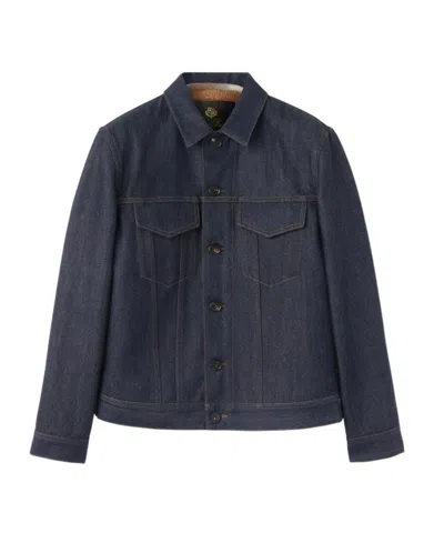 Loro Piana Long-sleeved Denim Coat In Black