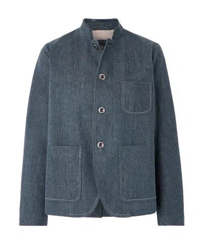 Loro Piana Long-sleeved Denim Coat In Gray