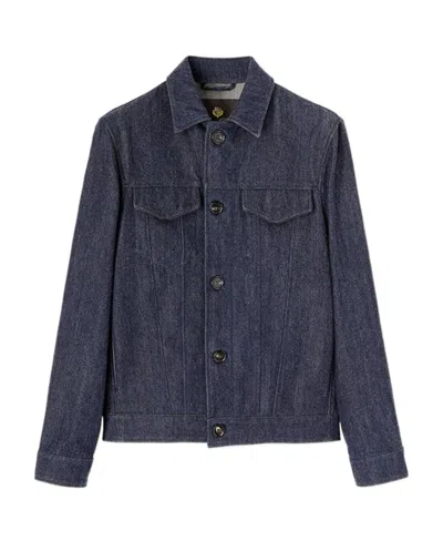 Loro Piana Long-sleeved Denim Jacket In Black