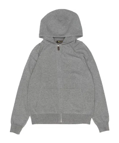 Loro Piana Long-sleeved Hooded Sweatshirt In Gray