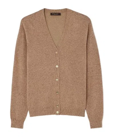Loro Piana Long-sleeved Knitted Cardigan In Brown