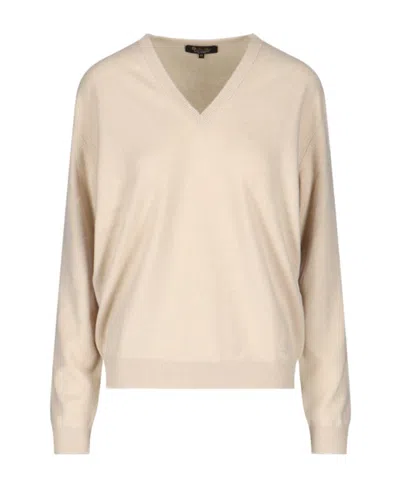 Loro Piana Long-sleeved Knitted Pullover In Nude