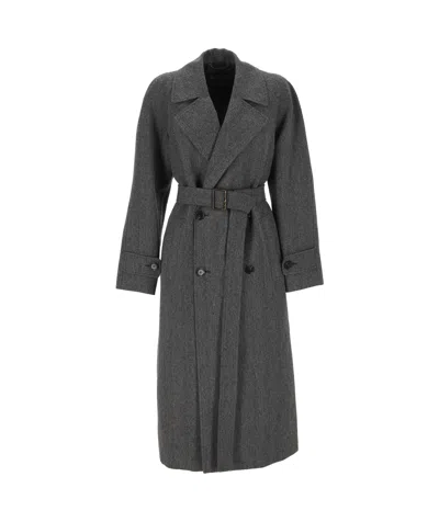 Loro Piana Long-sleeved Lace Coat In Black