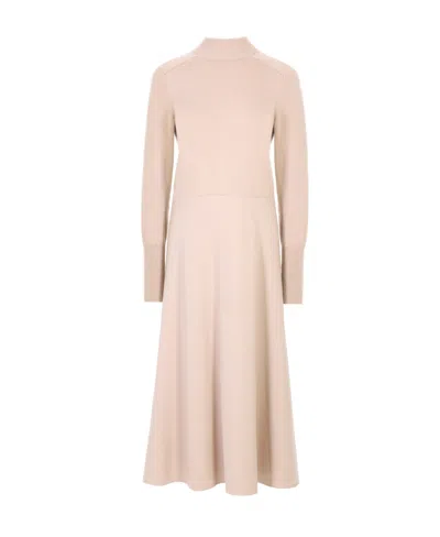 Loro Piana Long-sleeved Medium-length Dress In Nude
