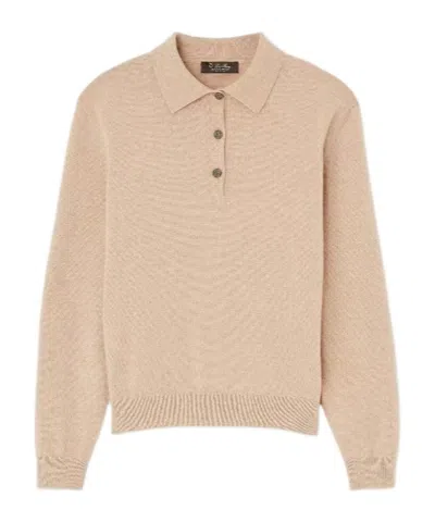 Loro Piana Long-sleeved Polo-neck Sweater In Nude