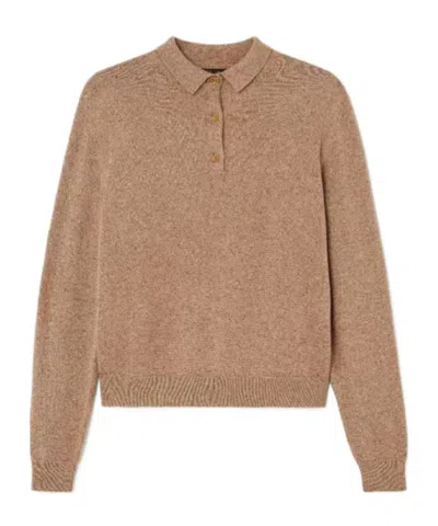Loro Piana Long-sleeved Polo Shirt In Nude