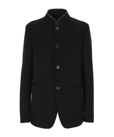 Loro Piana Long-sleeved Stand-up Collar Jacket In Black