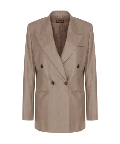 Loro Piana Long-sleeved Suit Coat In Brown