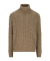 Loro Piana Long Sleeved Turtleneck Knitted Jumper In Brown