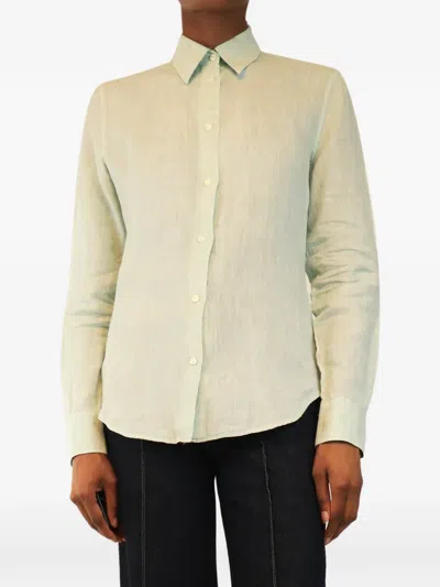 Pre-owned Loro Piana Long-sleeve Linen Shirt In Green