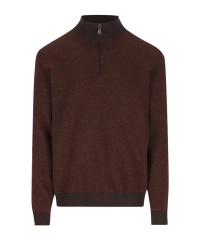 Loro Piana Roadster Quarter-zip Cashmere Sweater In Burgundy