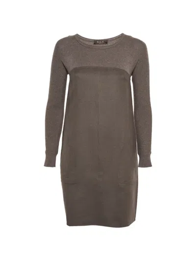 Pre-owned Loro Piana Long-sleeved Felt Mini Dress In Gray