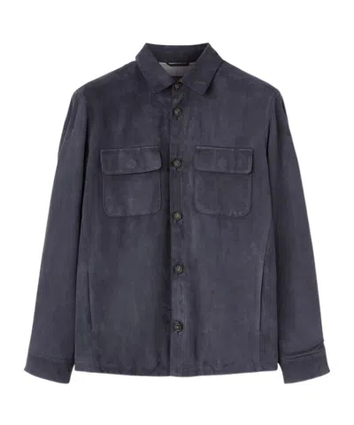 Loro Piana Long-sleeved Shirt Coat In Blue