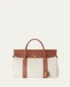 Loro Piana Loom 32 Canvas Top-handle Bag In B4ne Natural Caramel Suga
