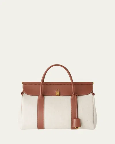 Loro Piana Loom 32 Canvas Top-handle Bag In Green