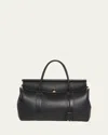 Loro Piana Loom 32 Rounded Leather Top-handle Bag In Black
