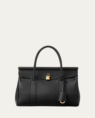 Loro Piana Loom L25 Fine Grained Leather Tote Bag In Black