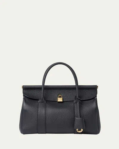 Loro Piana Loom L25 Fine Grained Leather Tote Bag In Black