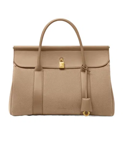 Loro Piana Loom L32 Dual-handle Handbag In Smoked Taupe/sun Gold