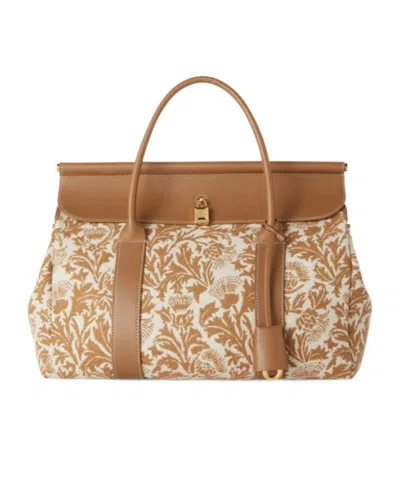 Loro Piana Loom L32 Handbag In Chestnut Brown/beige