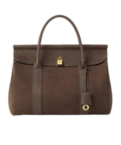 Loro Piana Loom L32 Tote In Dark Chocolate Licorice/sun Gold