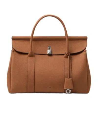Loro Piana Loom L32 Tote In Toffee Color/ancient Silver