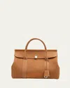 Loro Piana Loom Nubuck Zibeline Leather Top-handle Bag In Brown
