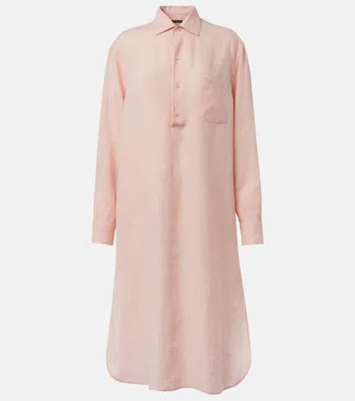 Loro Piana Lora Linen Shirt Dress In Pink