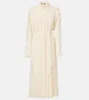 Loro Piana Lorely Pleated Georgette Midi Dress In Neutrals
