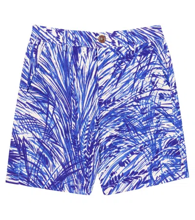 Loro Piana Kids' Loris Printed Linen Shorts In Blue