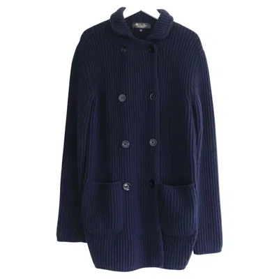 Pre-owned Loro Piana Loro Piano Baby Cashmere Navy Ribbed Cardigan Coat Coatigan In Blue