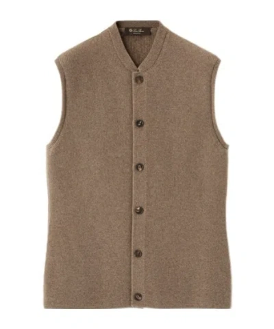 Loro Piana Loro Vest In Grain Brown Melange