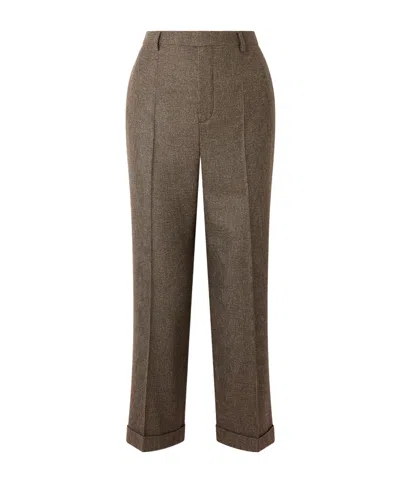 Loro Piana Louis Cropped Wool And Cashmere-blend Straight-leg Pants In Brown