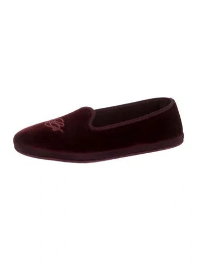 Pre-owned Loro Piana Lp Venice Velvet Loafers In Burgundy