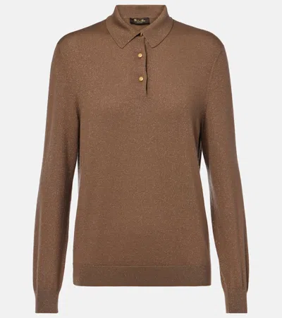 Loro Piana Luciole Cashmere-blend Polo Sweater In Brown