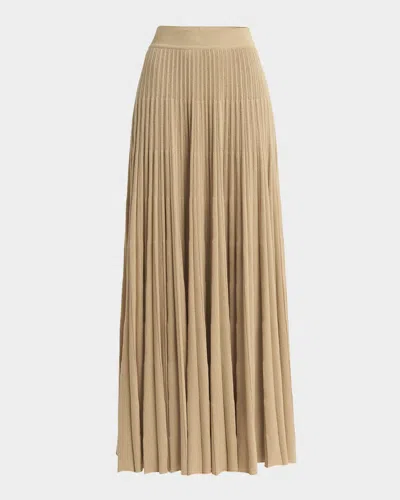Loro Piana Luciole Pleated Knit Cashmere-blend Maxi Skirt In Gold