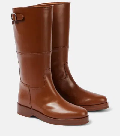 LORO PIANA LUPO LEATHER KNEE-HIGH BOOTS