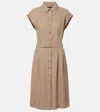 Loro Piana Maise Belted Linen Crêpe Shirt Dress In Brown