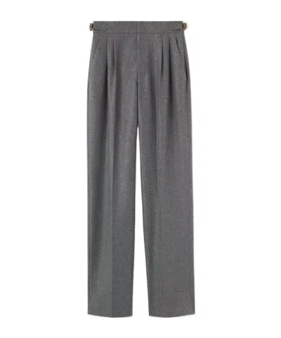 Loro Piana Malik Pleated Wool And Cashmere-blend Straight-leg Pants In Gray