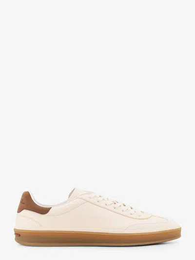 Loro Piana Tennis Walk Suede-trimmed Leather Sneakers In White