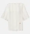 Loro Piana Mara Striped Linen Top In Ginseng+white