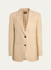 Loro Piana Maria Single-breasted Raw Tussah Silk Blazer In A0he Toasted Sesa