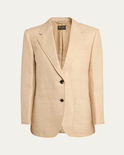 Loro Piana Maria Single-breasted Raw Tussah Silk Blazer In A0he Toasted Sesame