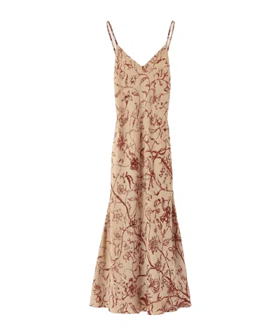 Loro Piana Marian Printed Silk Jacquard Midi Dress In Neutral