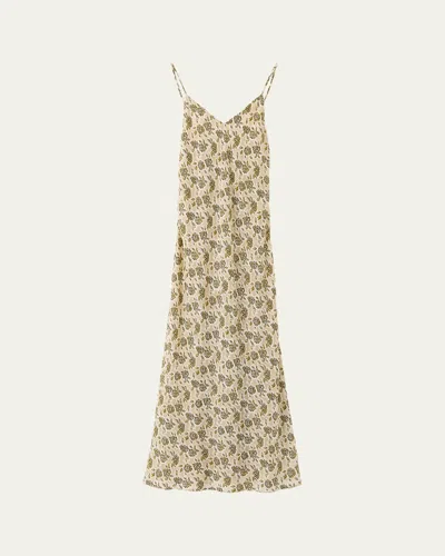 Loro Piana Marian Garden Fil Coupé Sleeveless Maxi Dress In Nude