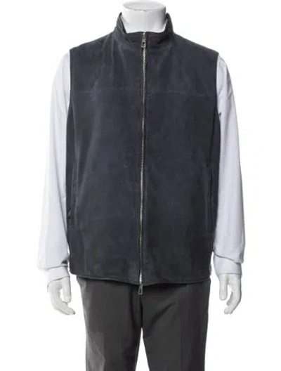 Pre-owned Loro Piana Marlin Reversible Goat Leather Vest In Blue