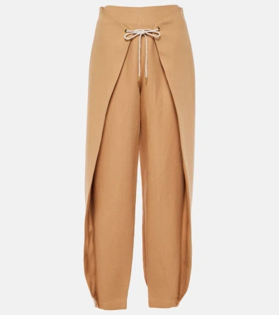 Loro Piana Marylen Linen Tapered Pants In Beige